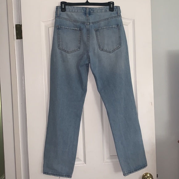 Forever 21 Light-Washed Ripped Straight Leg Jeans - Picture 2 of 3